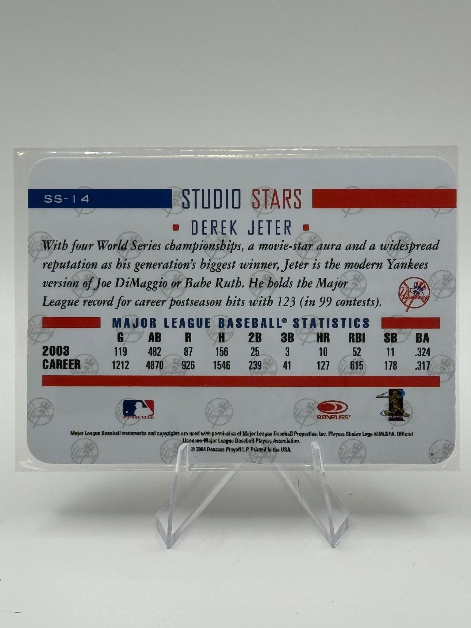 2004 Donruss Studio Derek Jeter #SS-14 Stars New York Yankees Near Mint