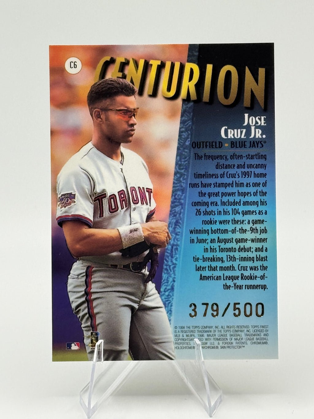1998 Finest Jose Cruz Jr. #C6 Centurions Toronto Blue Jays Near Mint or Better