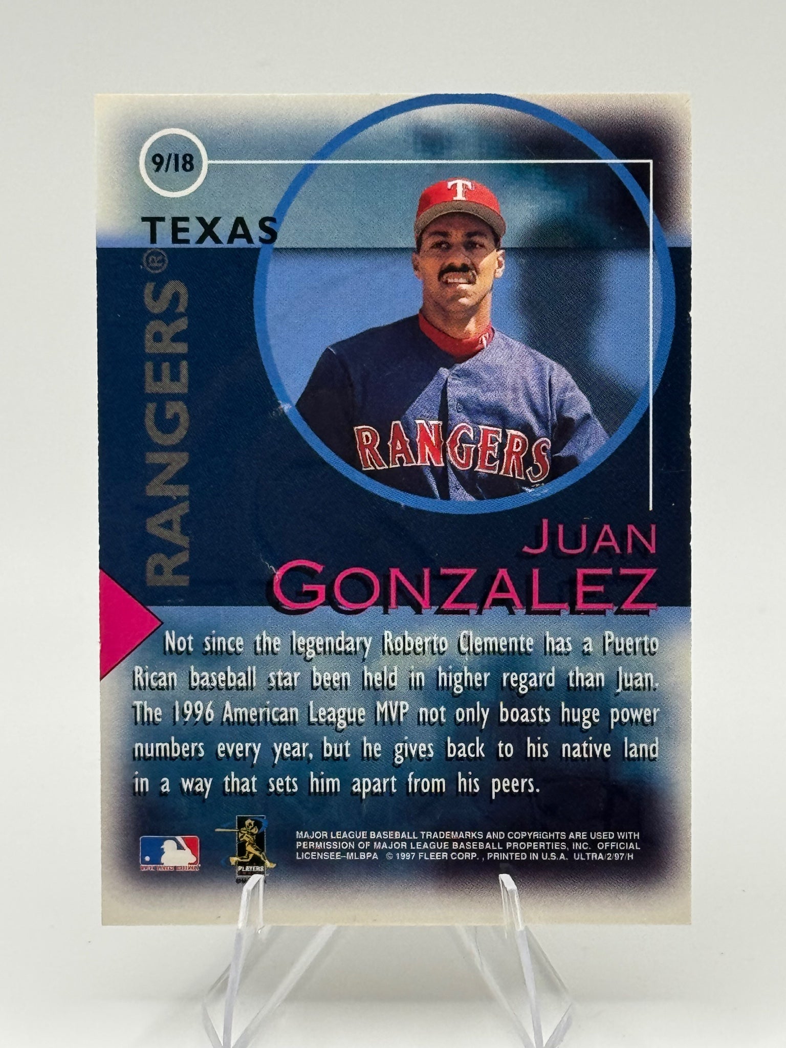 1997 Ultra Juan Gonzalez #9 Fame Game Texas Rangers Near Mint or Better