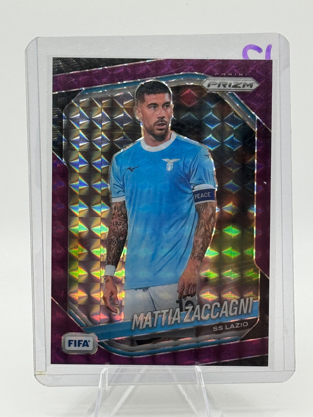 2025-26 Panini Prizm FIFA Mattia Zaccagni #120 Purple Mosaic Prizms Lazio NM