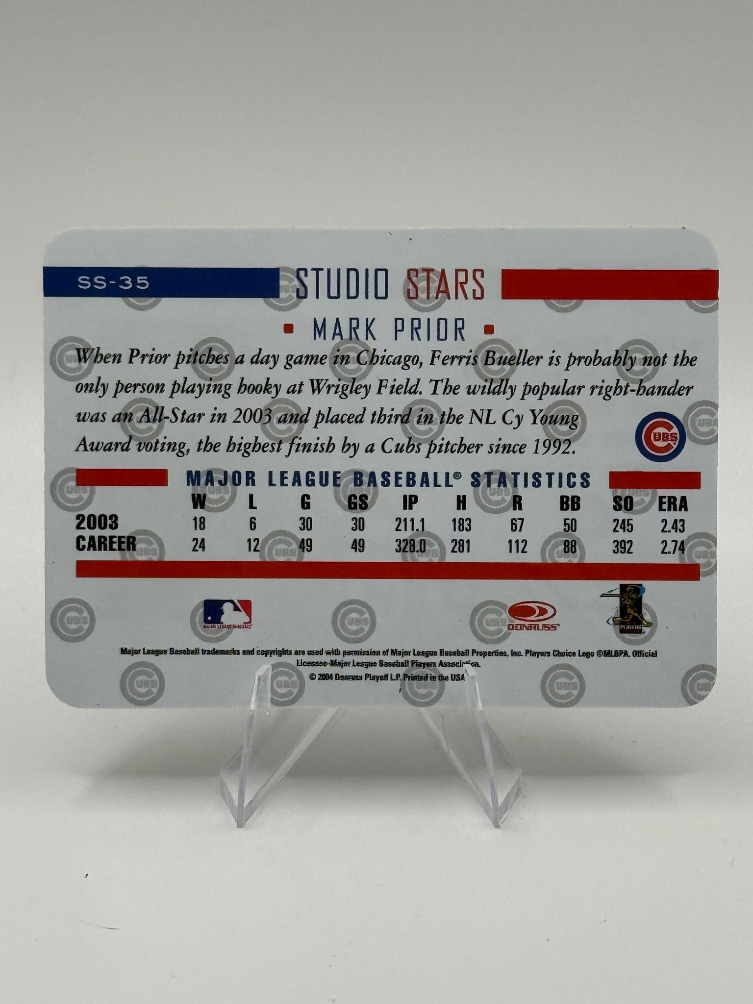 2004 Donruss Studio Mark Prior #SS-35 Stars Chicago Cubs Near Mint or Better