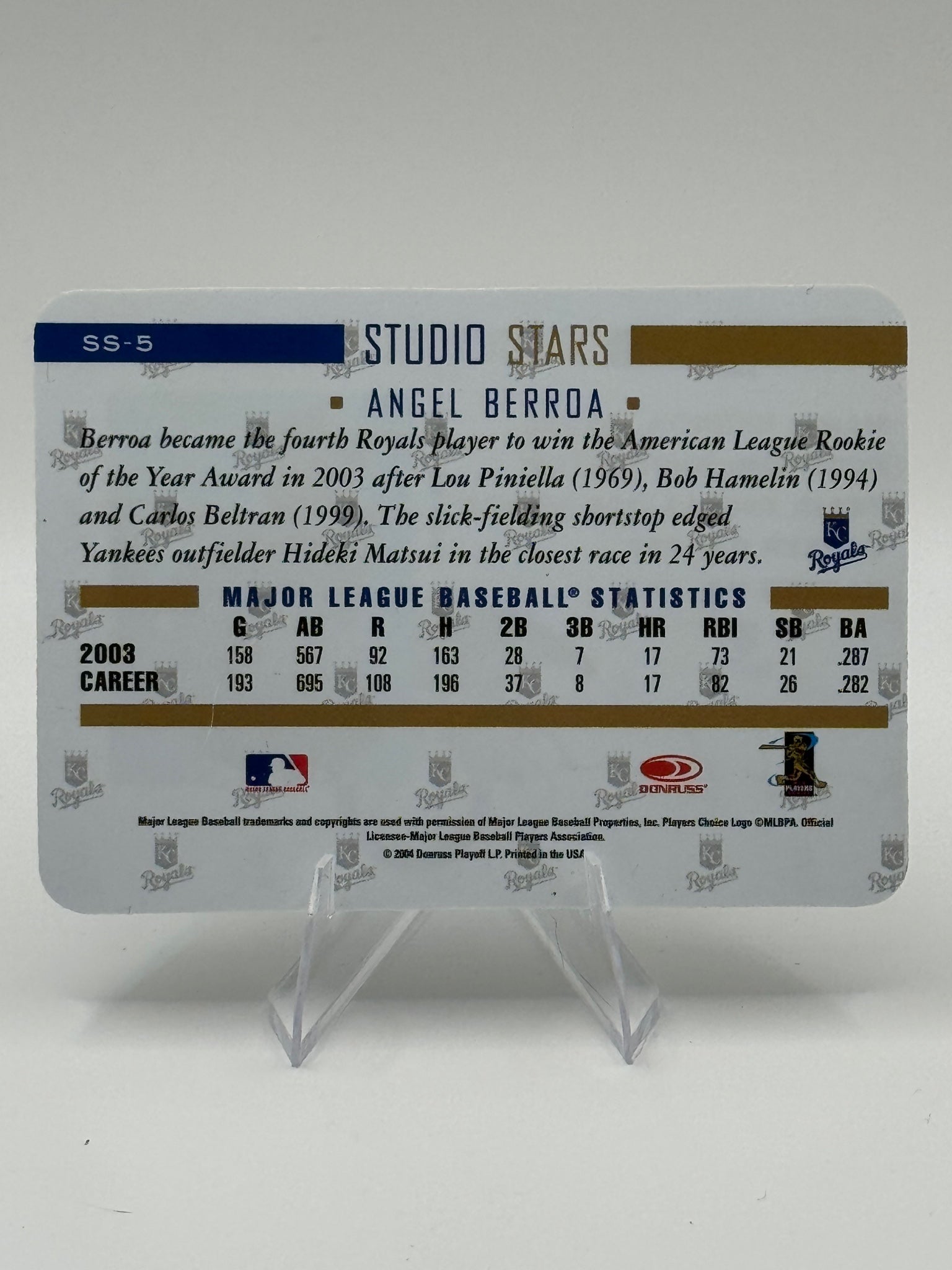 2004 Donruss Studio Angel Berroa #SS-5 Stars Kansas City Royals Near Mint